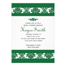 Hunter Green Damask Invitation