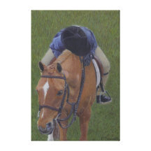 Hunter Jumper Pony and Girl Wrapped Canvas Art Stretched Canvas Print