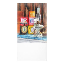 Hurricane Lamp and Scale Personalised Photo Card