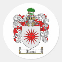 HURST FAMILY CREST -  HURST COAT OF ARMS STICKERS