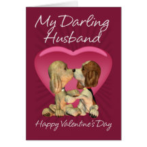 Husband Valentine's Day Card With Two Kissing Pupp