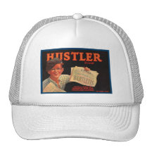 Hustler Brand Bartletts Vintage Fruit Crate Label Mesh Hats