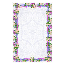 Hydrangea & Delphinium Floral Lace Stationery