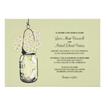 Hydrangea & Mason Jar Wedding Invitations