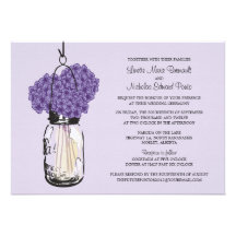 Hydrangea & Mason Jar Wedding Invitations