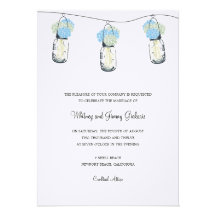 Hydrangea & Mason Jar Wedding Reception Personalised Invites