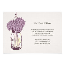 Hydrangea & Mason Jar Wedding Reception Invites