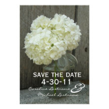 Hydranges & Barnwood Wedding Save The Date Custom Invitations