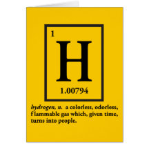 hydrogen - a gas which turns into people cards