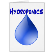 Hydroponics blue letters with blue drop graphic card