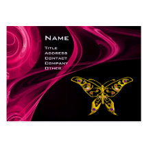 HYPER BUTTERFLY- antique  red pink  black yellow Business Card Templates