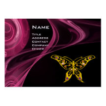 HYPER BUTTERFLY- antique  red pink  black yellow Business Card Template