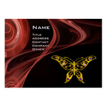 HYPER BUTTERFLY- antique  red pink  black yellow Business Card Template