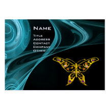 HYPER BUTTERFLY-antique soft blue black yellow Business Card Templates