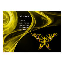 HYPER BUTTERFLY- bright  black yellow red Business Card Template