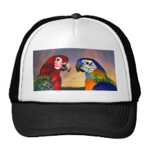 HYPER PARROTS /RED AND BLUE ARA TRUCKER HATS