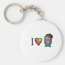 I <3 Brains- Zombies Are Everywhere! Keychains