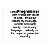 I Am A Programmer Post Card