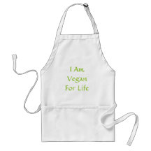 I Am Vegan For Life. Green. Slogan. Custom Aprons