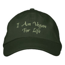 I Am Vegan For Life. Green. Slogan. Custom Baseball Cap
