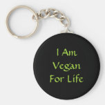 I Am Vegan For Life. Green. Slogan. Custom Key Chains