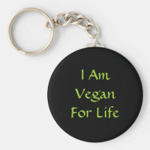 I Am Vegan For Life. Green. Slogan. Custom Key Chains