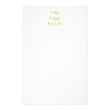 I Am Vegan For Life. Green. Slogan. Custom Stationery Design