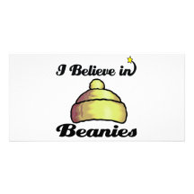 i believe in beanies customized photo card