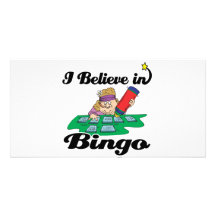 i believe in bingo personalized photo card