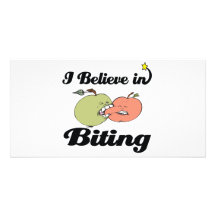i believe in biting picture card