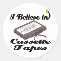 i believe in cassette tapes round stickers