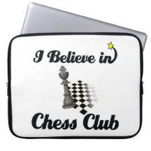 i believe in chess club laptop sleeves