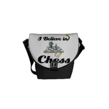 i believe in chess courier bag