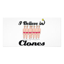i believe in clones personalized photo card