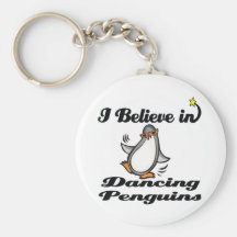 i believe in dancing penguins key chain