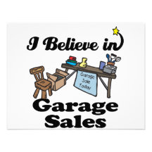 i believe in garage sales announcements