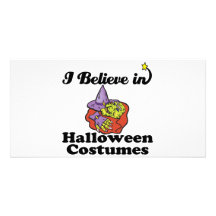 i believe in halloween costumes personalised photo card