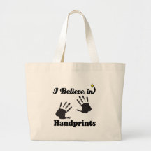i believe in handprints tote bags