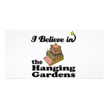 i believe in hanging gardens personalised photo card