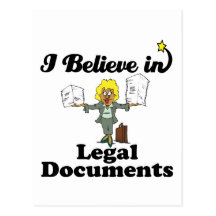 i believe in legal documents postcards
