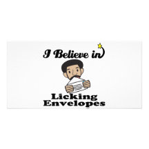 i believe in licking envelopes custom photo card