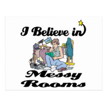 i believe in messy rooms postcards