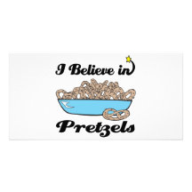 i believe in pretzels personalized photo card