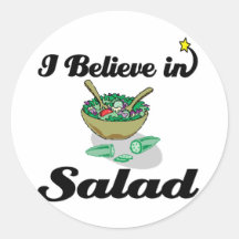 i believe in salad round stickers