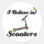i believe in scooters round stickers