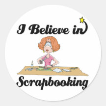 i believe in scrapbooking round sticker