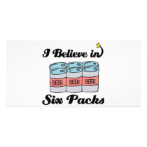 i believe in six packs customised photo card