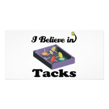 i believe in tacks personalised photo card