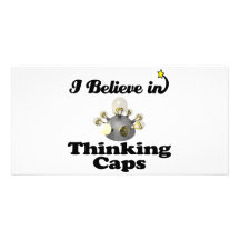 i believe in thinking caps personalized photo card