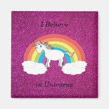 I believe in unicorns pink glitter magnet